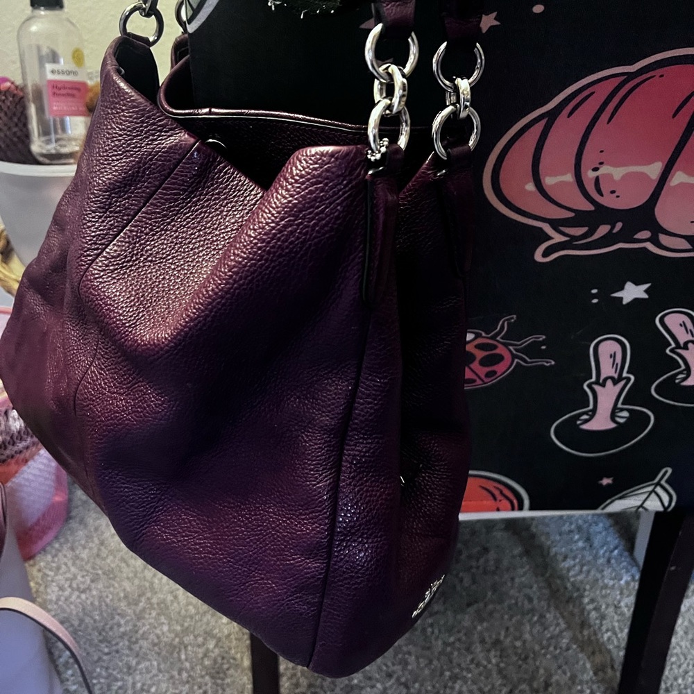 Burgundy leather coach purse